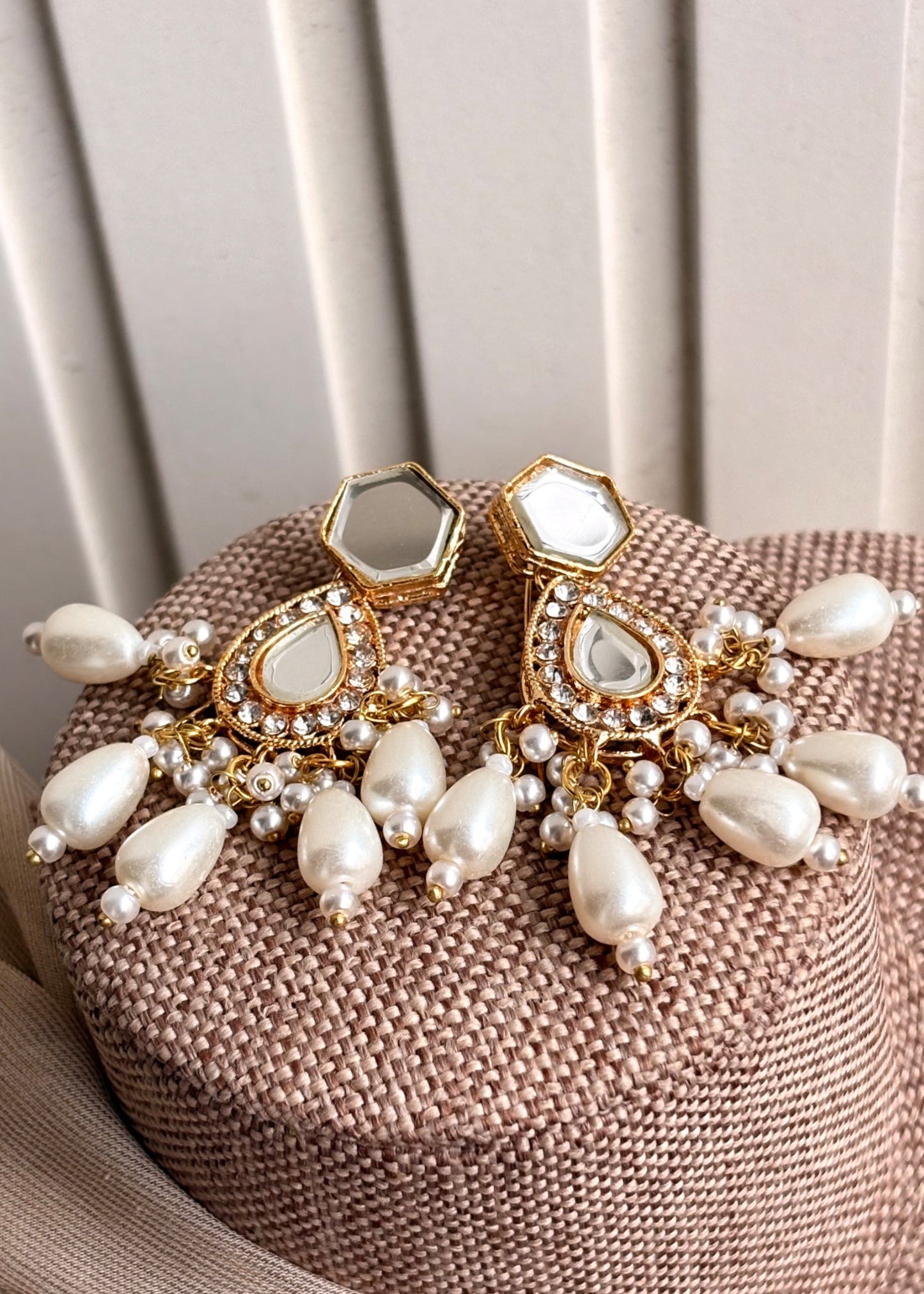 White Kundan Necklace and Earrings Set Online in UK USA Canada