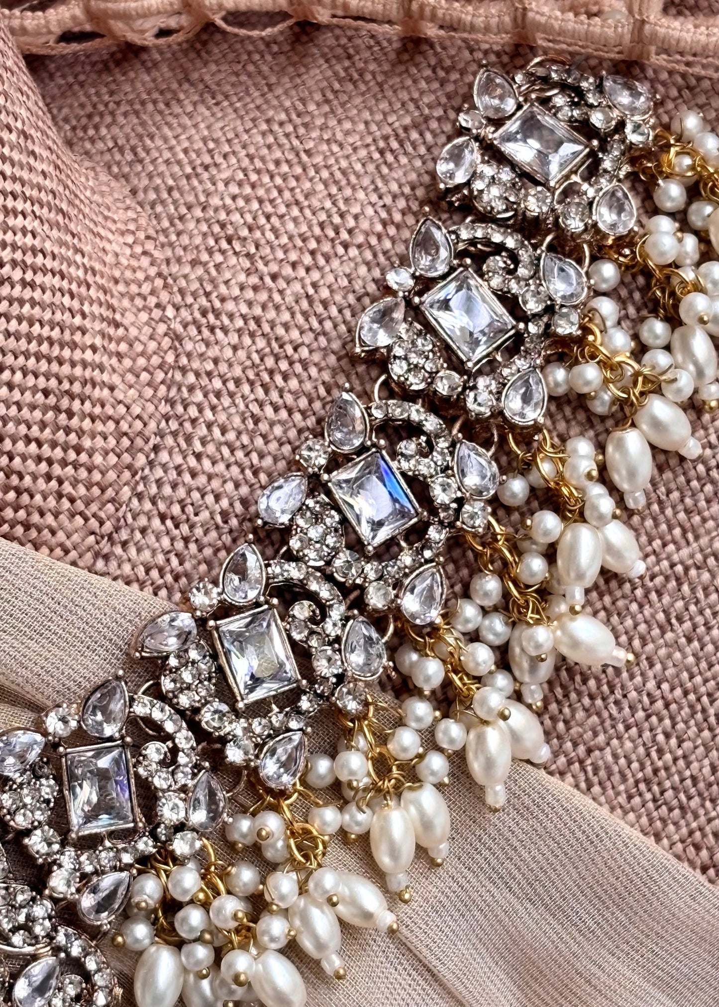 White Stone Necklace and Earrings Set Online in UK USA Canada