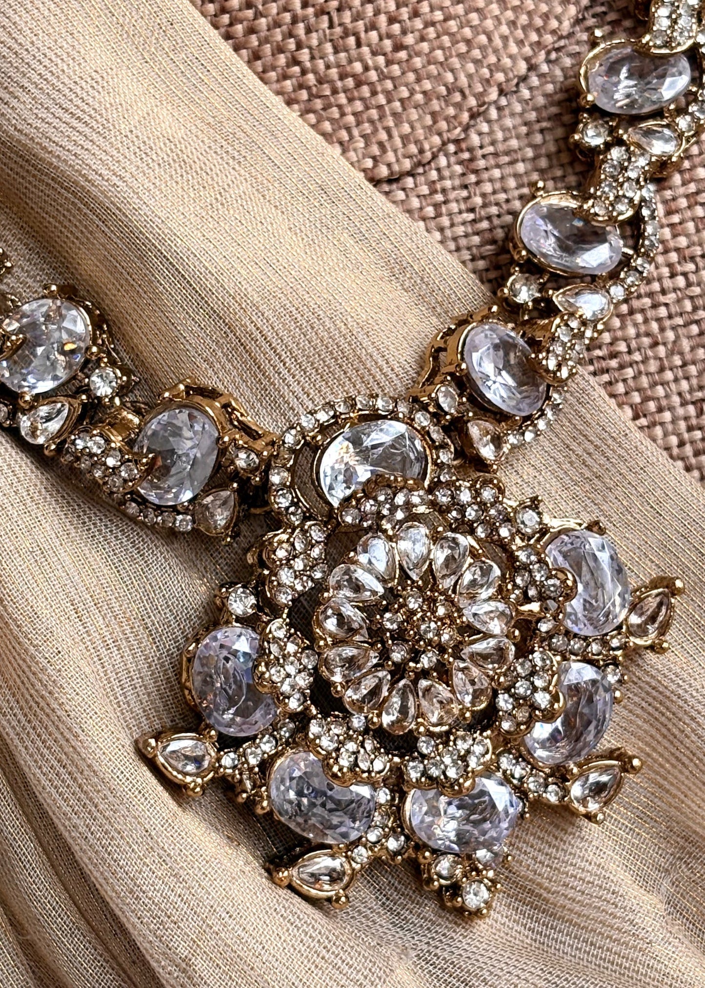 White Turkish Bridal Necklace and Earrings Set Online in UK USA Canada