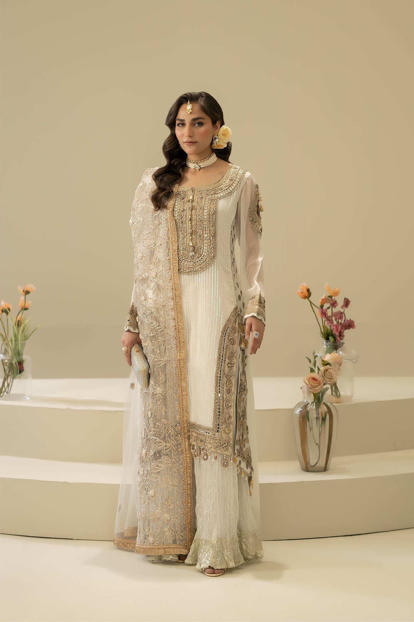 White Handmade Bridal Sharara