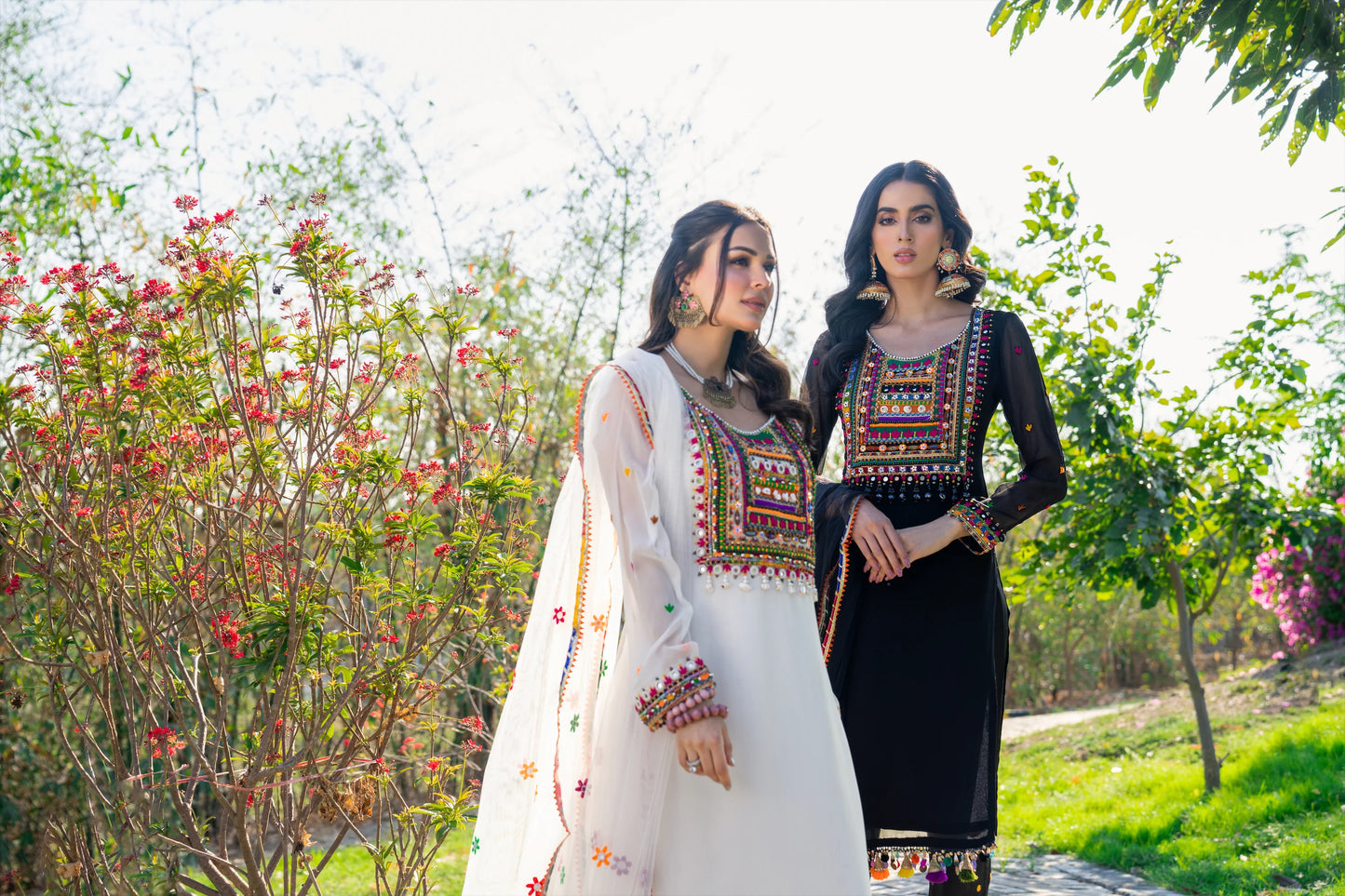 White Handmade Chiffon Suit