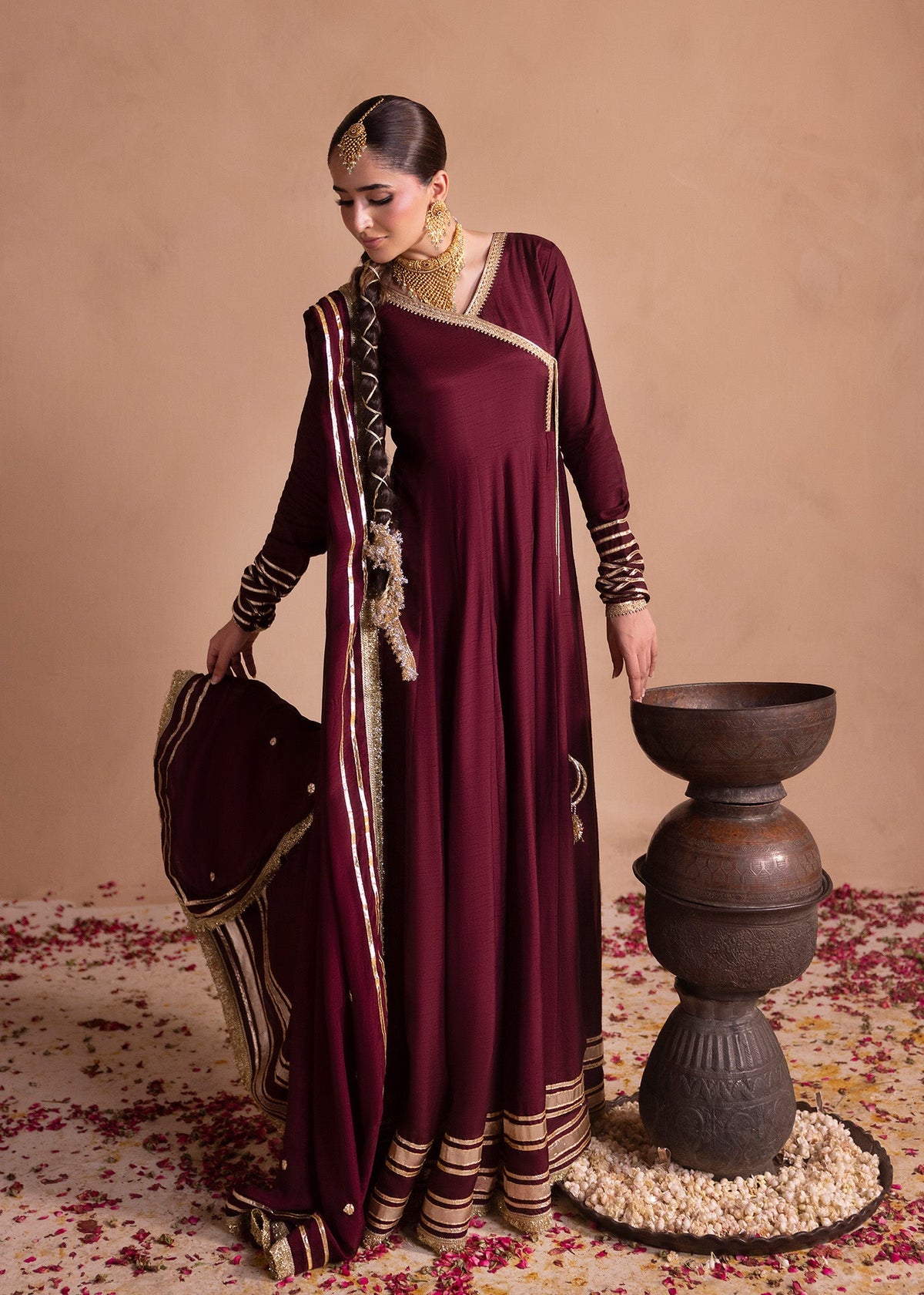 Wine Embellished Raw Silk Pakistani Suit Online in Dubai DXB UAE Abudhabi Meena Bazaar