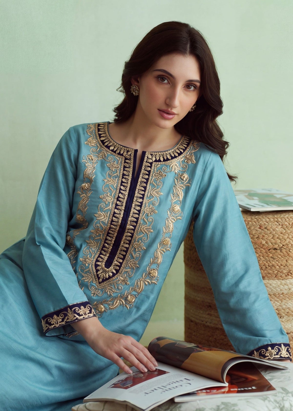 Winter Wear Embroidered Khaddar Sharara Online in Dubai DXB UAE Abudhabi Meena Bazaar