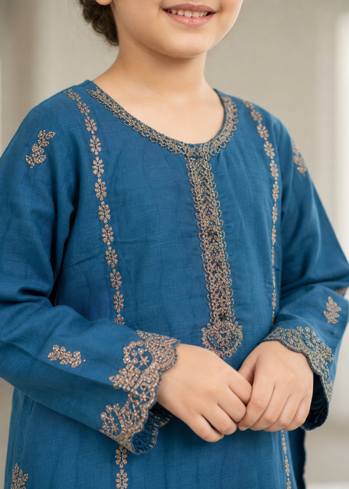 Yale Blue Girls Kurta and Trouser Set Online in Sri Lanka India Australia