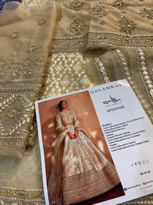 Handmade Ivory Bridal Lehenga Choli