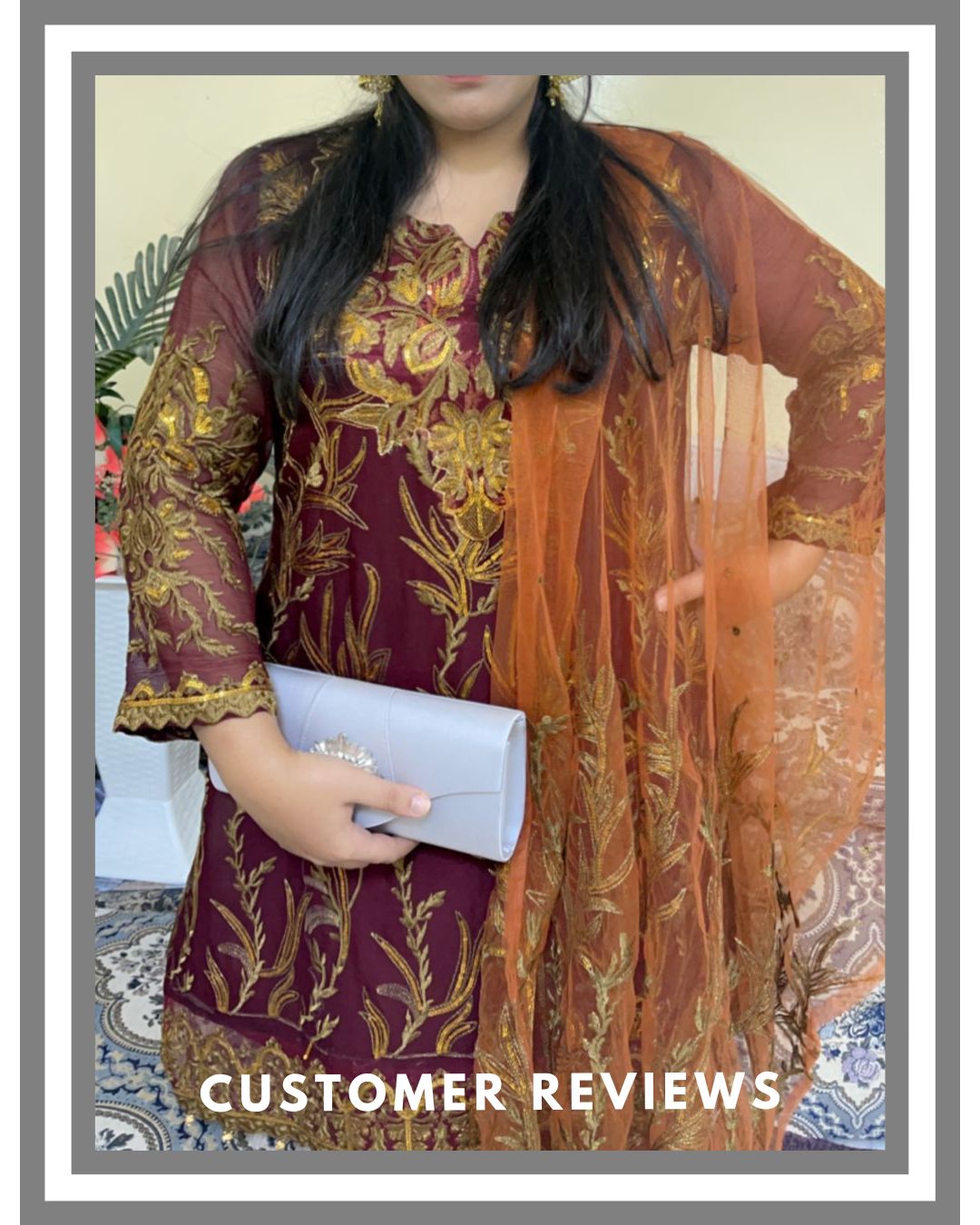 Maroon Embroidered Chiffon Suit