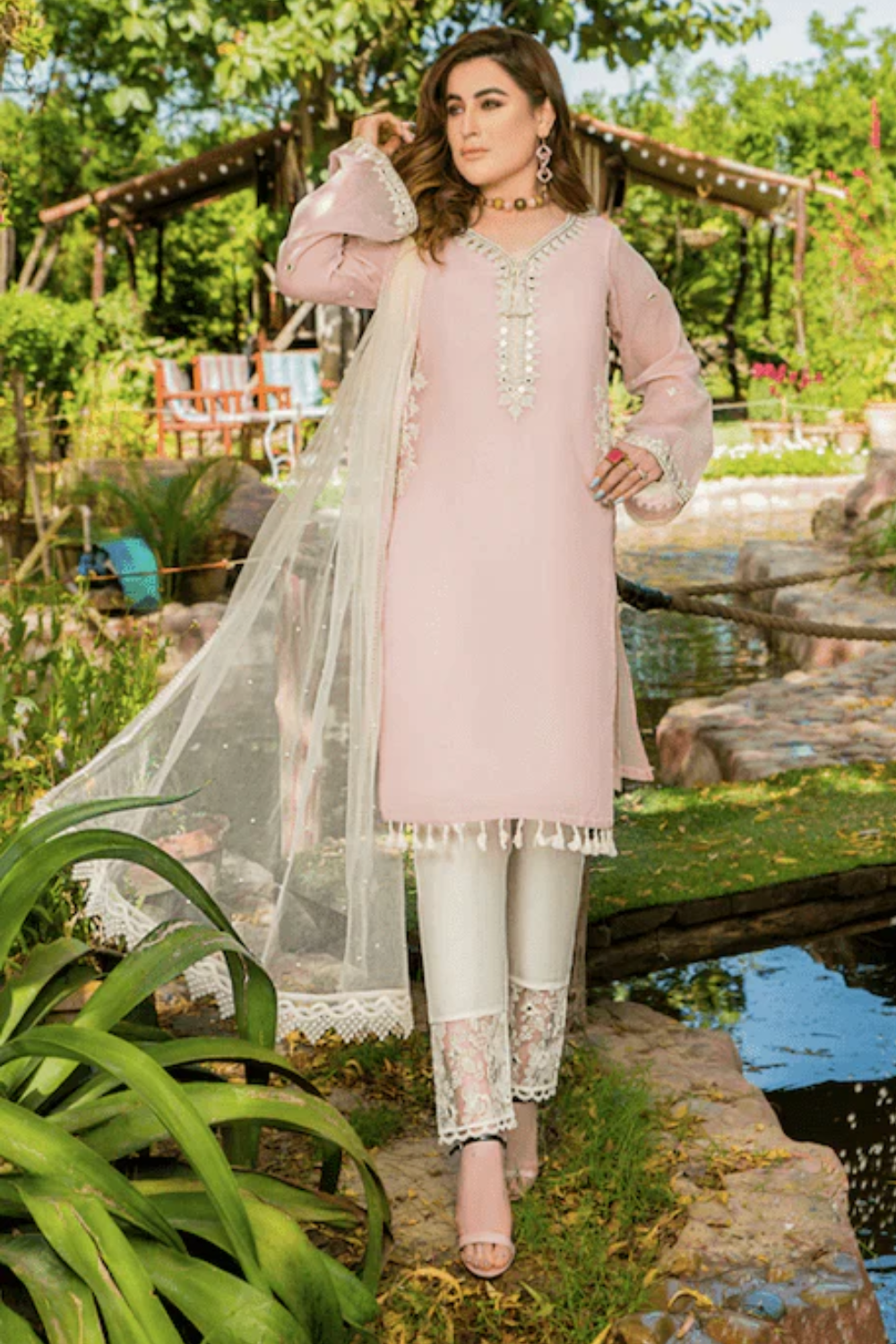 Readymade Cotton Suit with Mirror Work