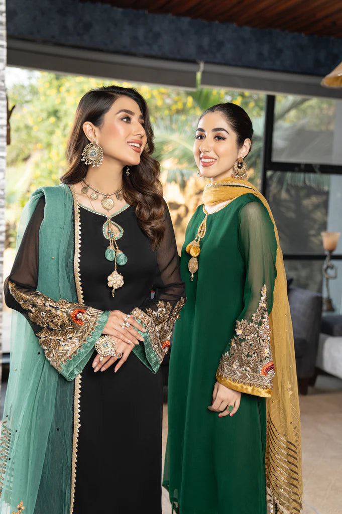 Black Readymade Chiffon Suit