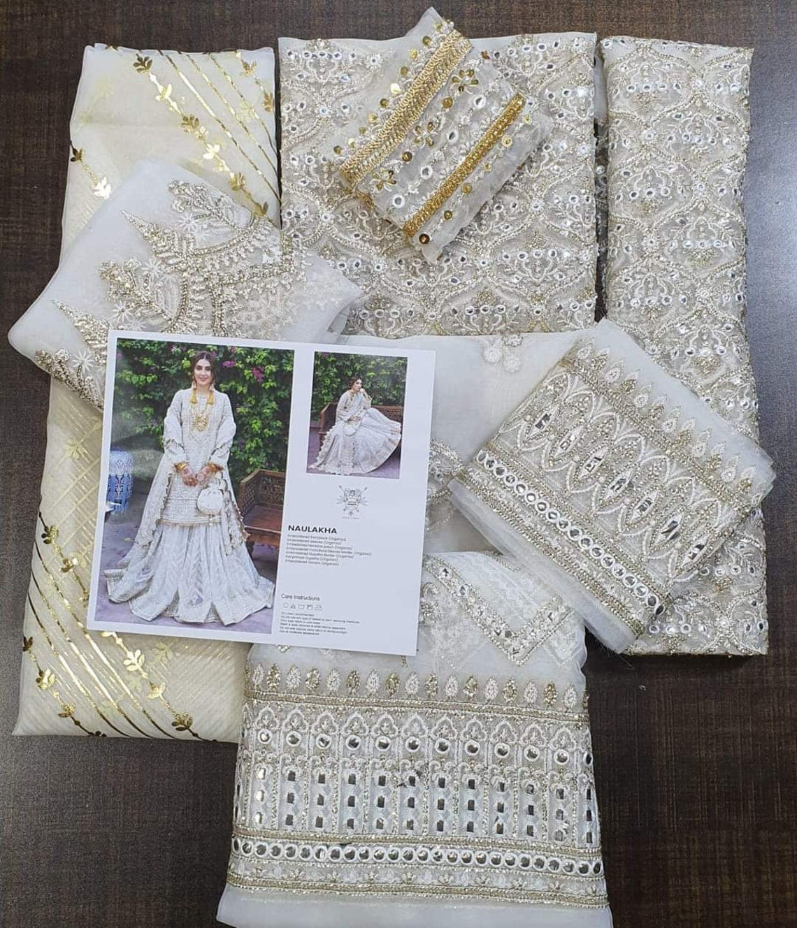 White Hand Embellished Gharara