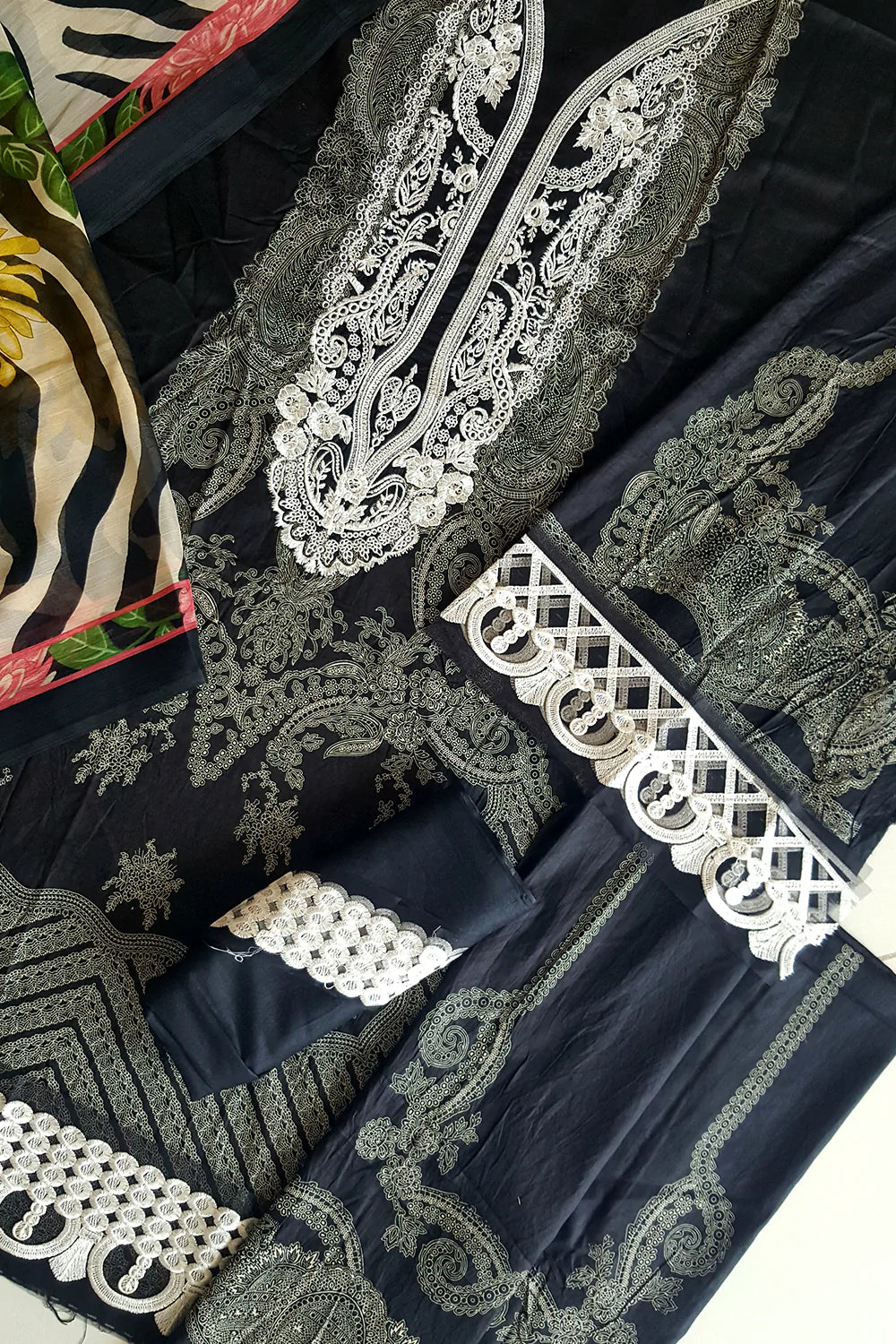 Black Embroidered Lawn Suit