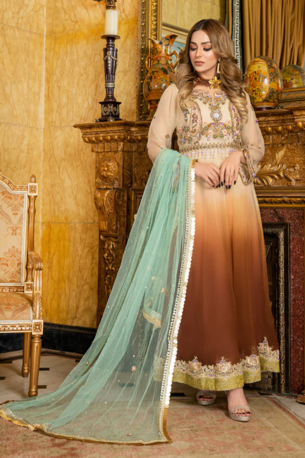 Readymade Pure Organza Anarkali