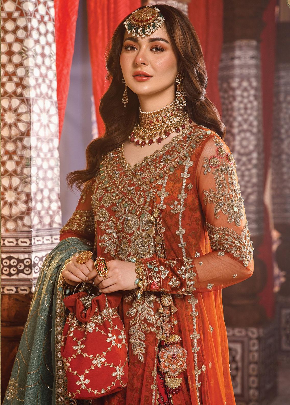 Rust Orange Organza Anarkali