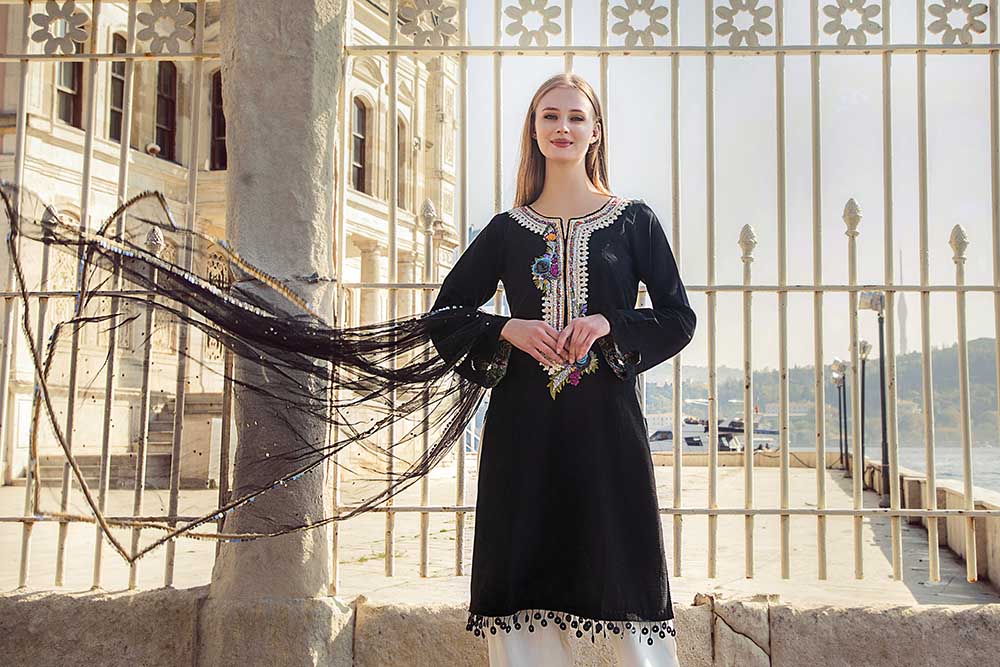 Black Readymade Cotton Pret