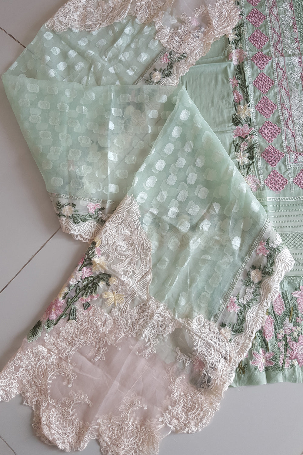 Seafoam Chikankari Lawn Suit