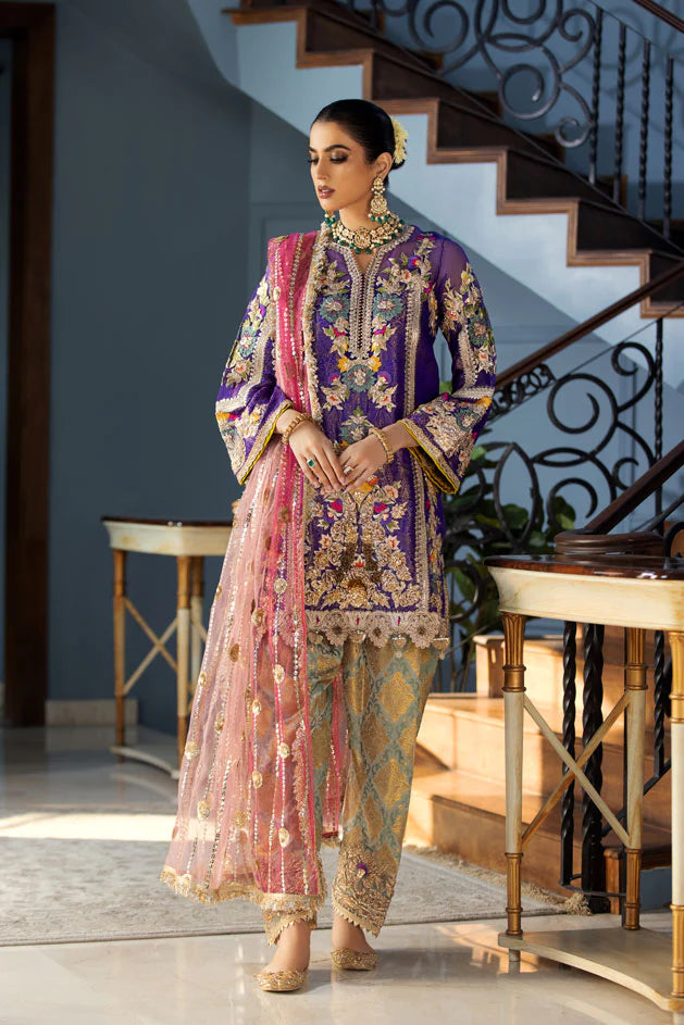 Midnight Purple Readymade Jamawar Suit