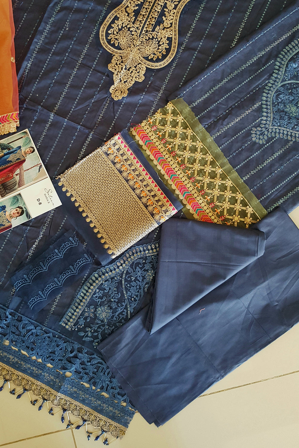 Blue Embroidered Lawn Suit