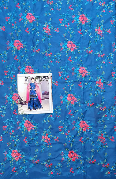 Blue Raw Silk Gharara