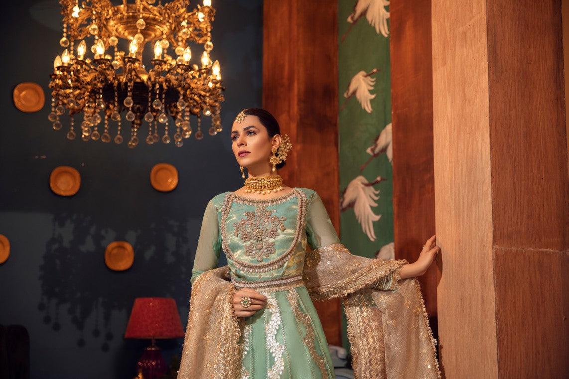 Golden Hand Embroidered Pure Maysuri Sharara