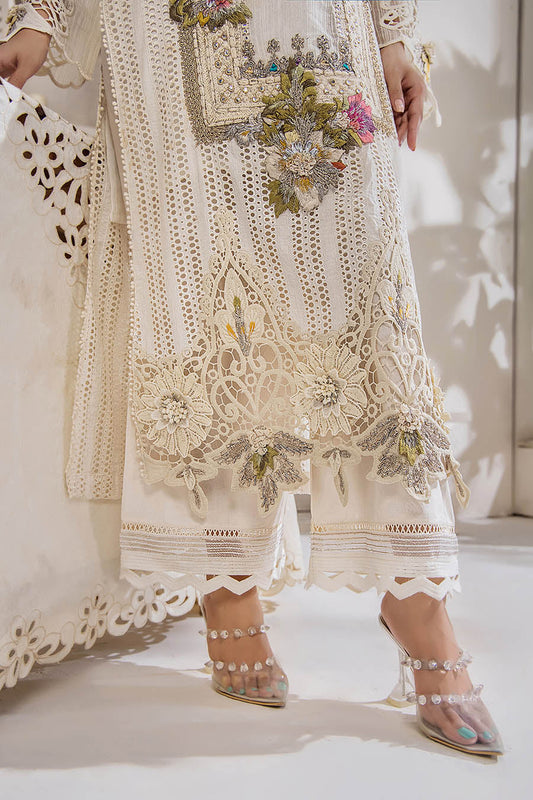 3D & Crochet Hand Embroidered Cotton Chikankari Suit