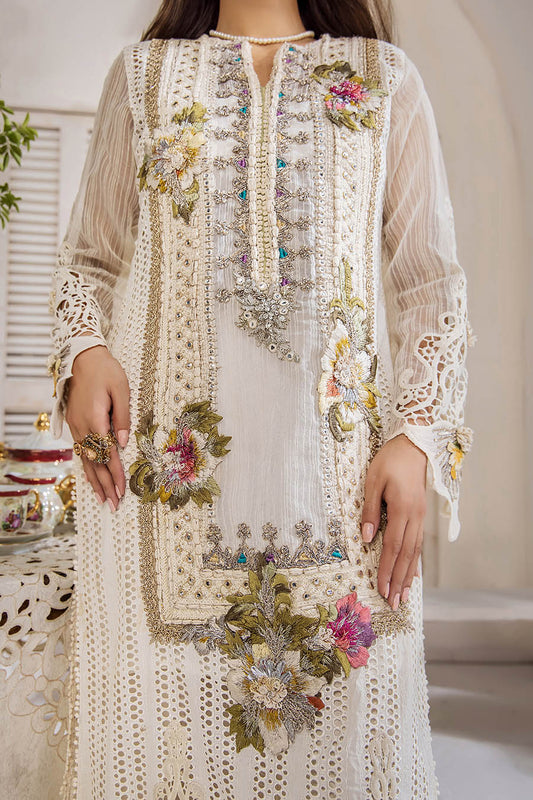 3D & Crochet Hand Embroidered Cotton Chikankari Suit