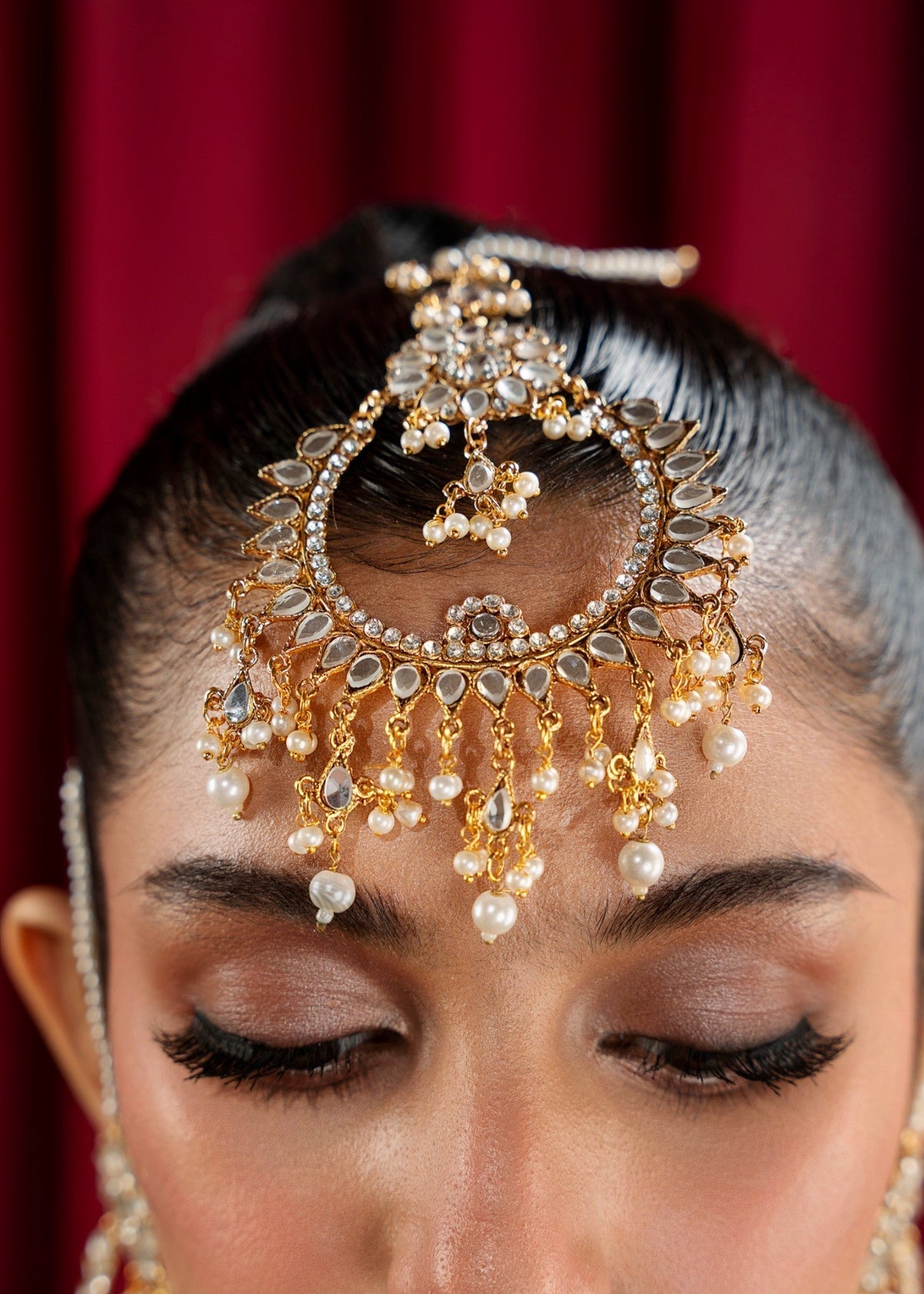 2 Piece Gold Plated Earrings and Tikka Set for Wedding Online in UK USA Canada