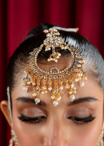2 Piece Gold Plated Earrings and Tikka Set for Wedding Online in UK USA Canada