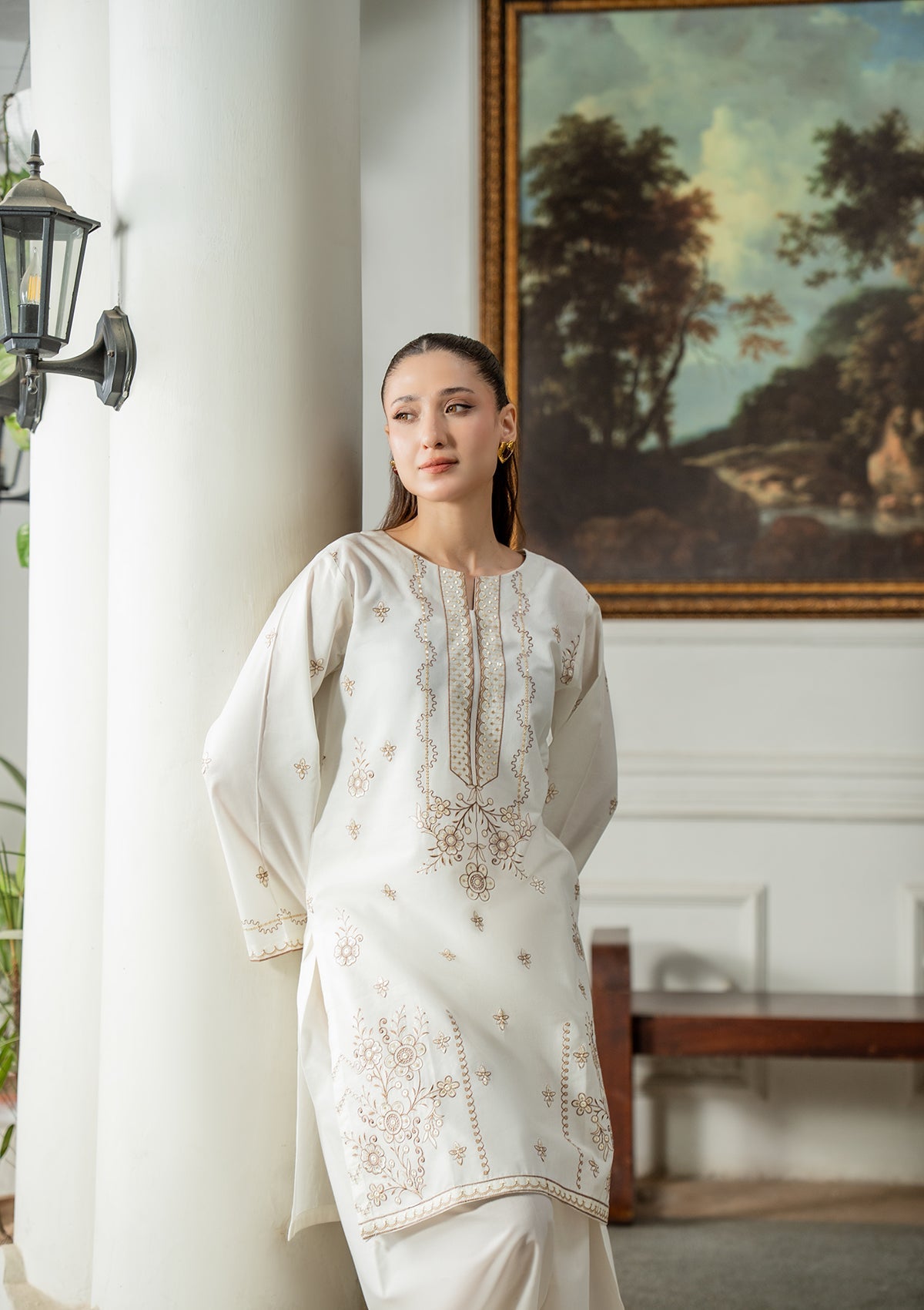 2PC Embroidered Cotton Suit Online in Sri Lanka India Australia