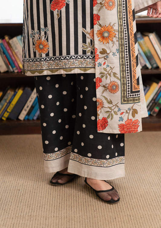 Black Floral Printed Khaddar Pakistani Suit Online in Dubai DXB UAE Abudhabi Meena Bazaar