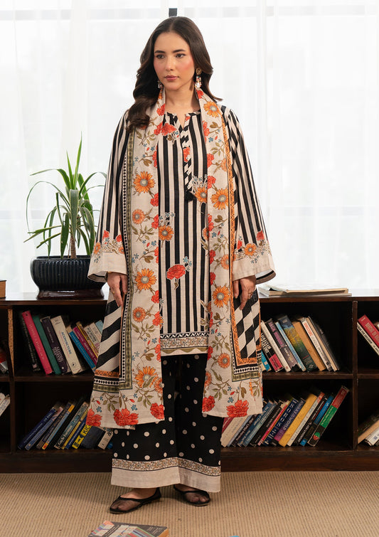Ladies Black Printed Khaddar Shalwar Kameez Online in UK USA Canada