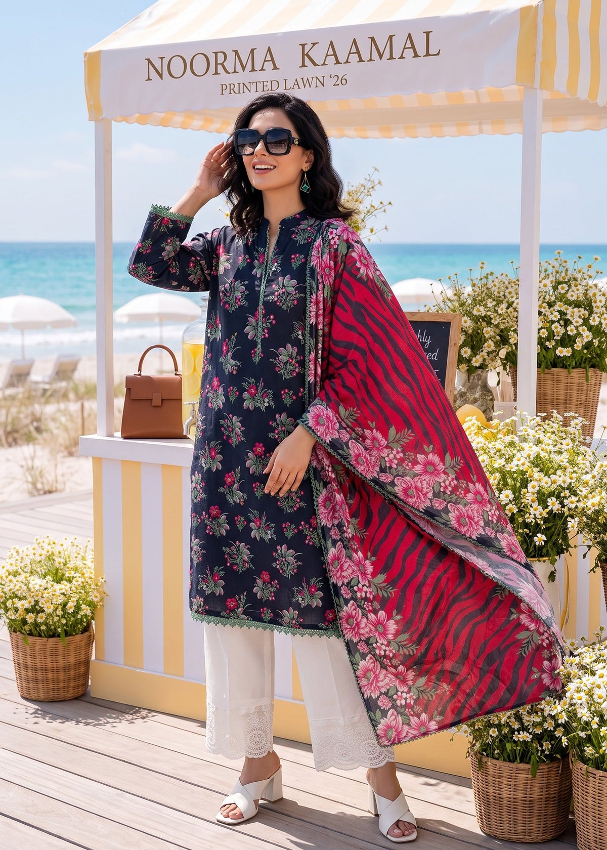 Ladies Black Embroidered Lawn Shalwar Kameez Summer Wear Online in UK USA Canada