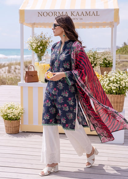 Pakistani Designer Black Lawn Salwar Kameez with Digital Print Dupatta Online in KSA Riyadh Saudi Arabia Oman Bahrain Qatar