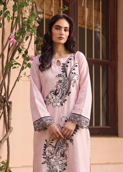 3 Piece Baby Pink Embroidered Lawn Dress Material Online in Sri Lanka India Australia