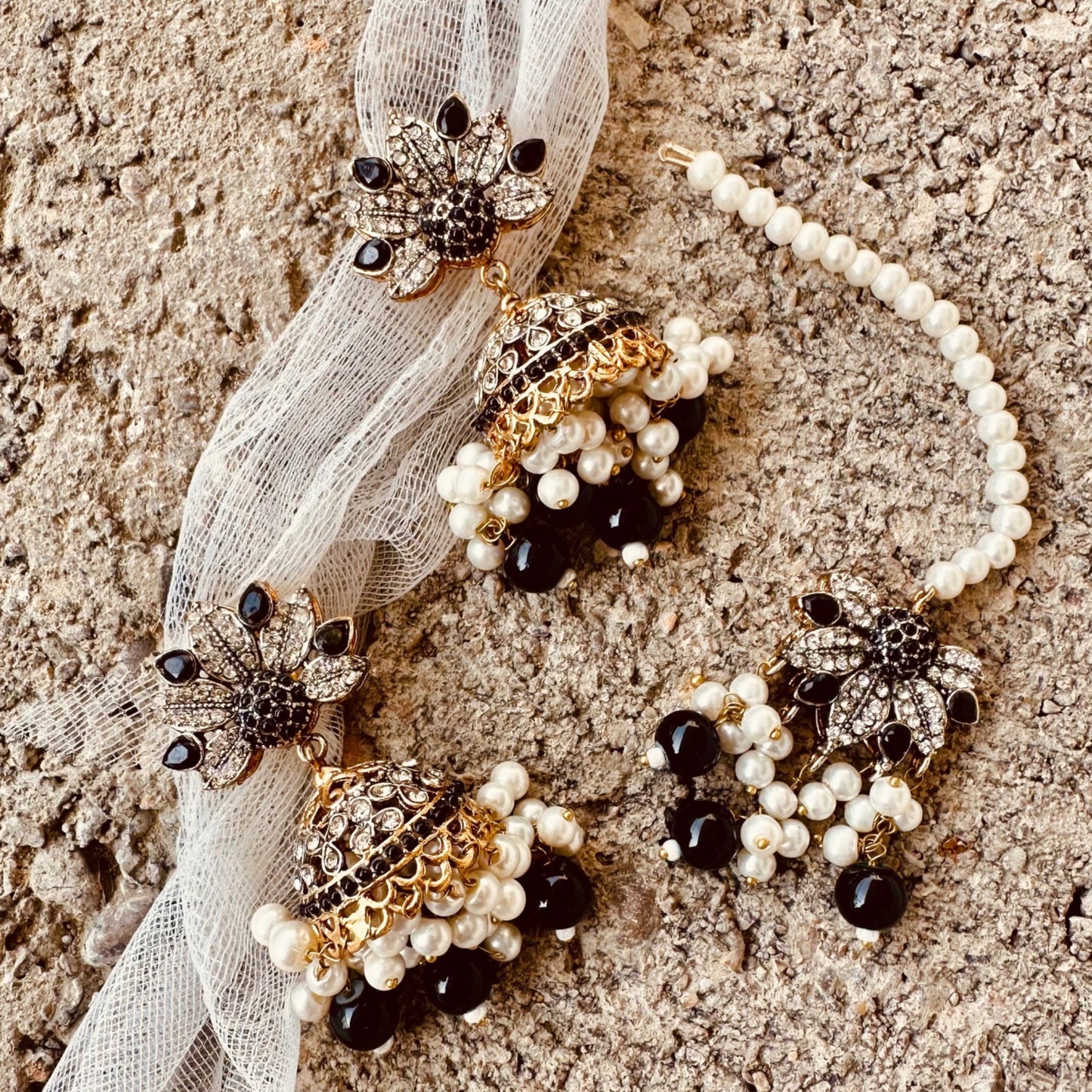 3 Piece Black Choker Necklace Set Online in KSA Riyadh Saudi Arabia Oman Bahrain Qatar