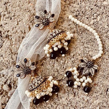 3 Piece Black Choker Necklace Set Online in KSA Riyadh Saudi Arabia Oman Bahrain Qatar
