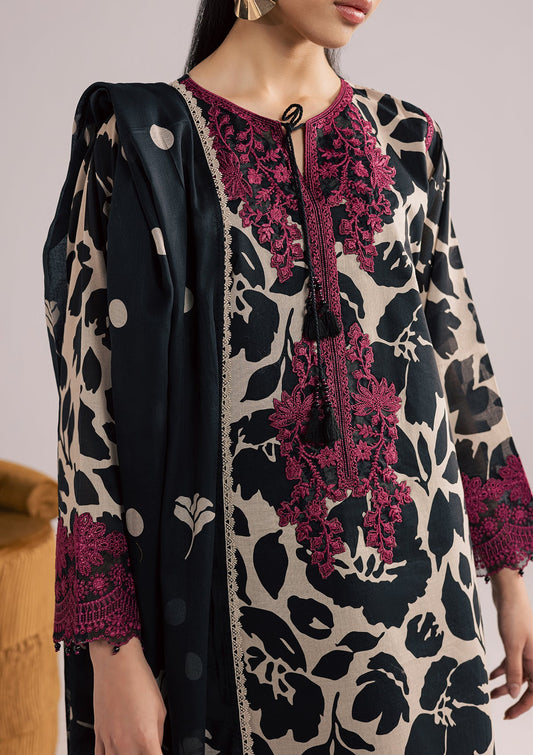3 Piece Black Lawn Embroidered Outfit Online in Sri Lanka India Australia
