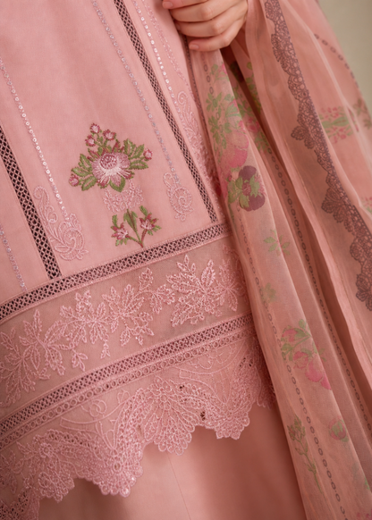 3 Piece Blush Pink Embroidered Lawn Suit Online in Sri Lanka India Australia