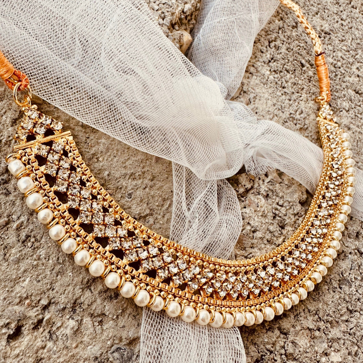 3 Piece Gold Necklace Set with Clip Stones Online in UK USA Canada
