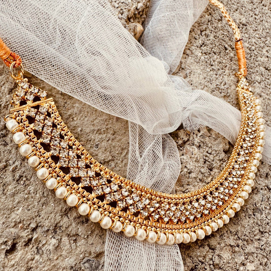3 Piece Gold Necklace Set with Clip Stones Online in UK USA Canada