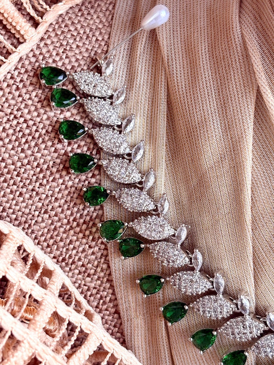 3 Piece Green Stone Jewellery Set Online in KSA Riyadh Saudi Arabia Oman Bahrain Qatar