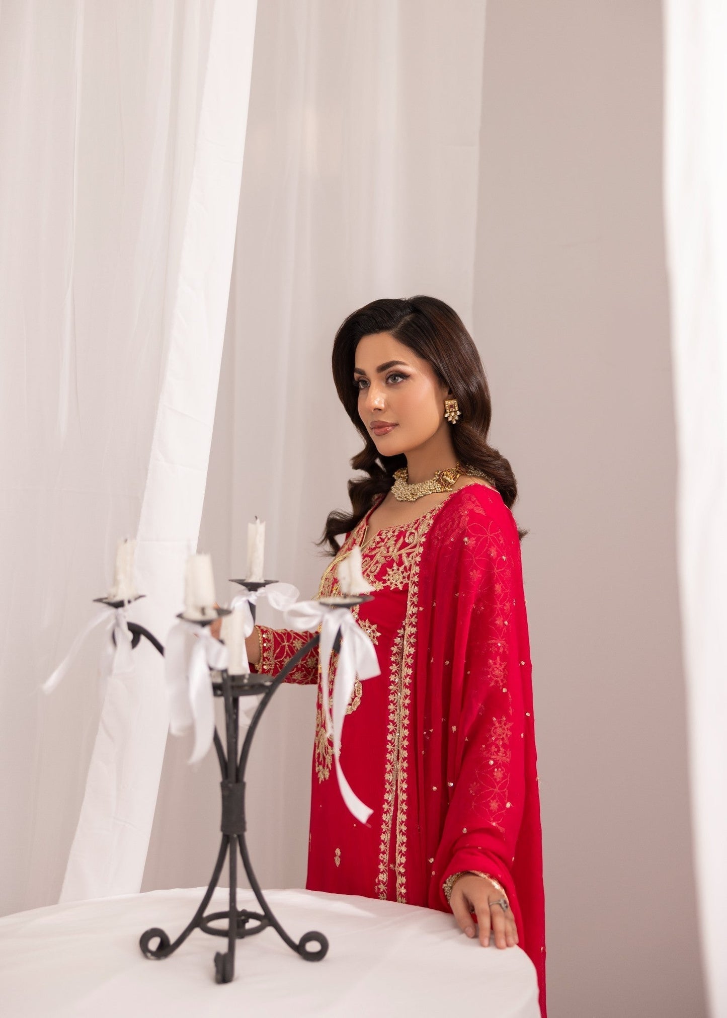 3 Piece Hot Pink Chiffon Pakistani Suit Online in Dubai DXB UAE Abudhabi Meena Bazaar