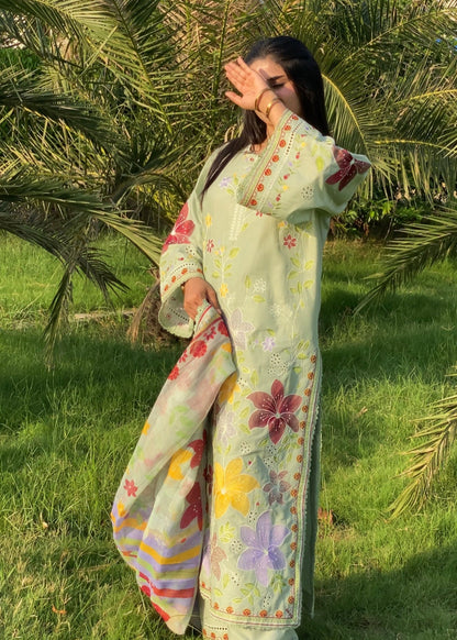 3 Piece Lawn Suit Pistachio Green Online in Sri Lanka India Australia