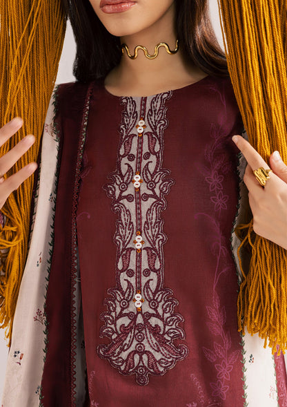 3 Piece Maroon Lawn Suit with Dupatta Online in Sri Lanka India Australia