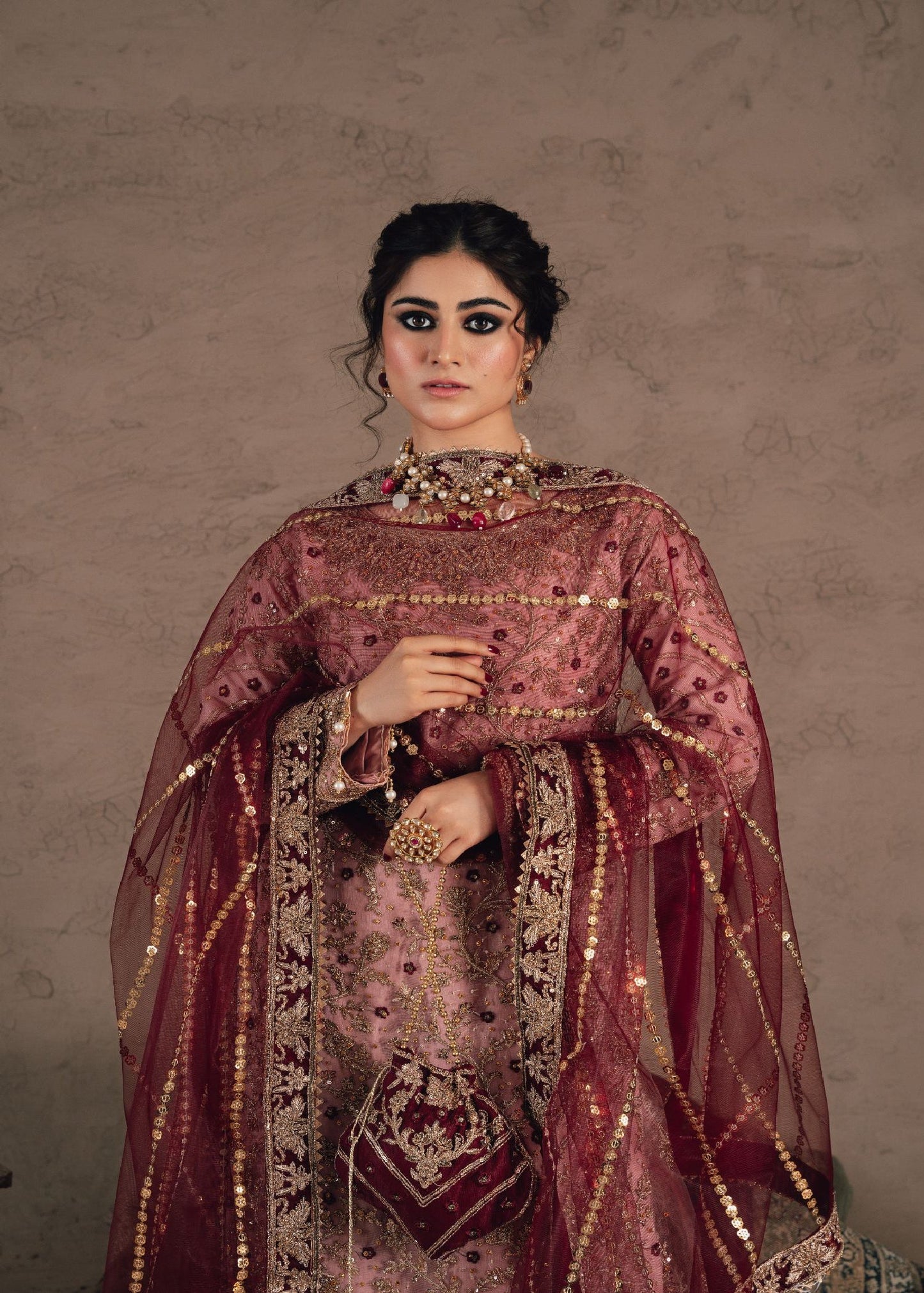 3 Piece Pastel Pink Chiffon Sharara Gharara Online in Sri Lanka India Australia