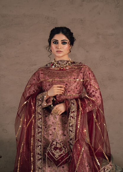 3 Piece Pastel Pink Chiffon Sharara Gharara Online in Sri Lanka India Australia
