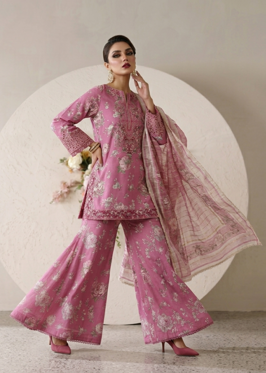 3 Piece Pink Lawn Festive Wear Online in Sri Lanka India Australia
