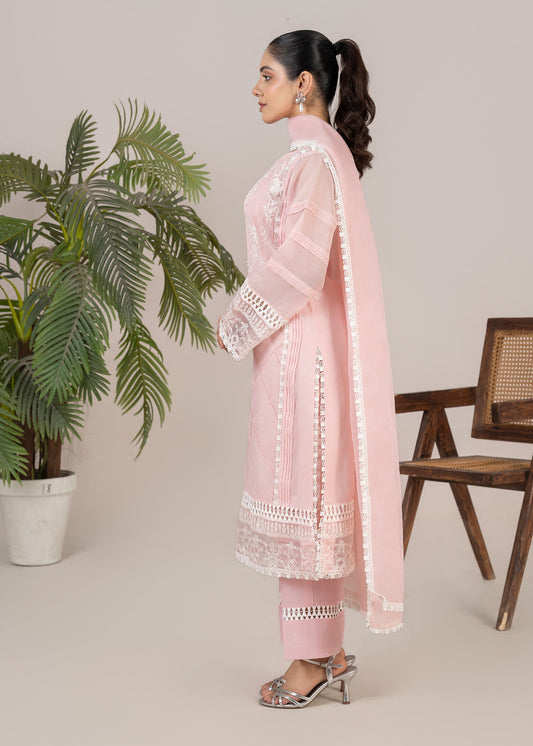 3 Piece Pink Organza Dupatta Suit Online in Sri Lanka India Australia