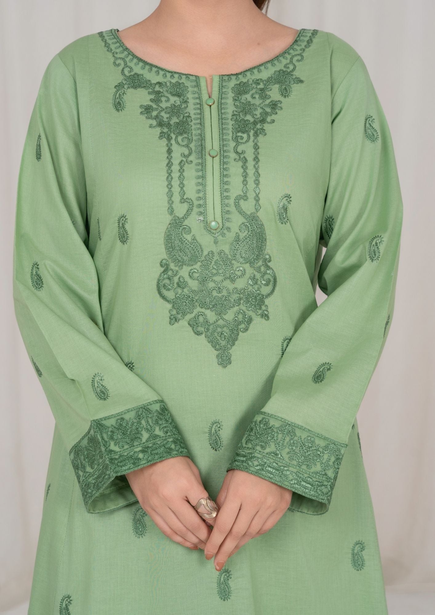 3 Piece Pistachio Embroidered Lawn Dress Material Online in Sri Lanka India Australia