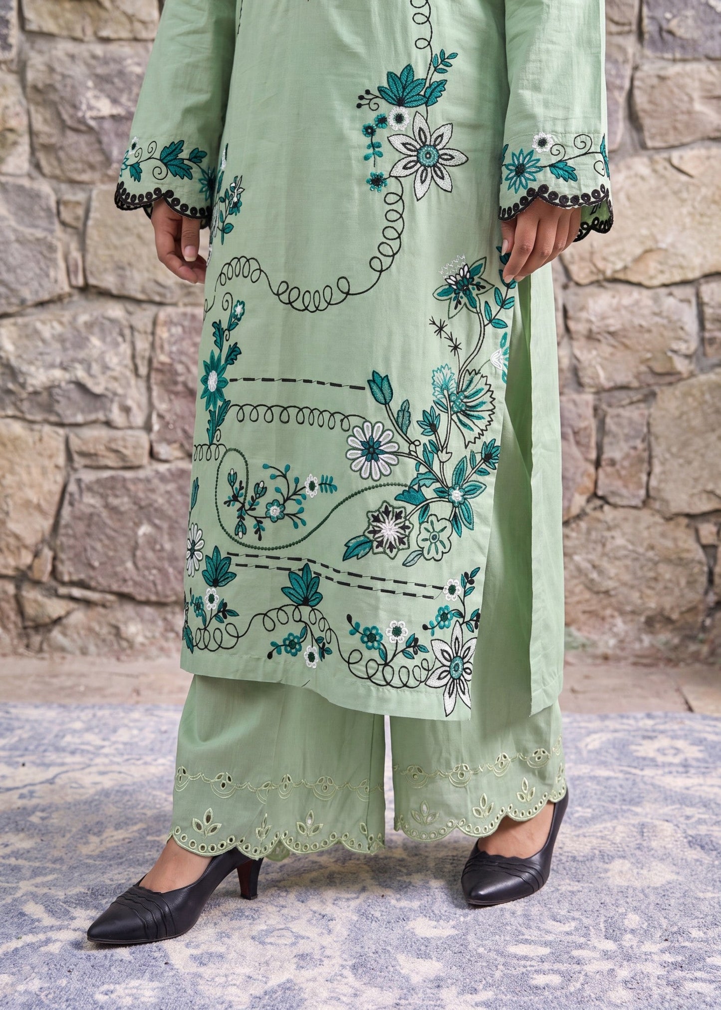 3 Piece Pistachio Green Lawn Suit Online in Sri Lanka India Australia