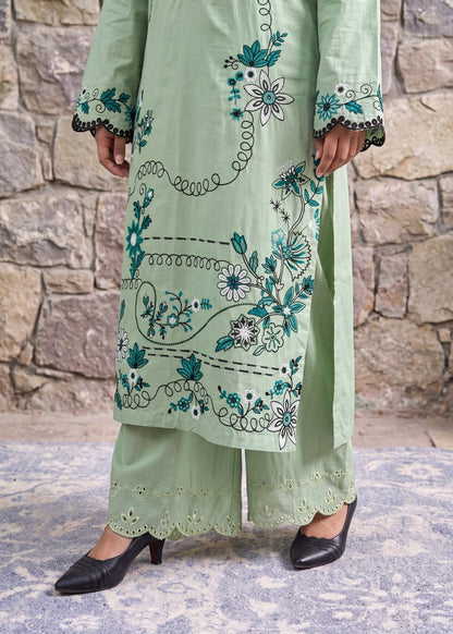 3 Piece Pistachio Green Lawn Suit Online in Sri Lanka India Australia