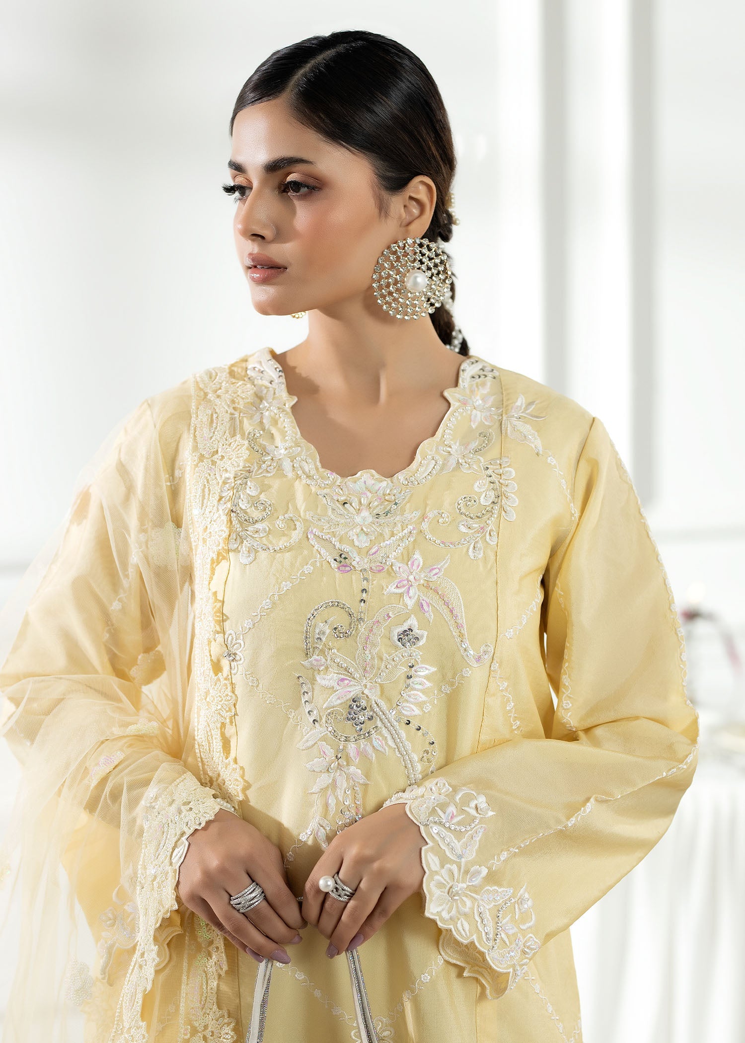 3 Piece Silk Suit with Heavy Embroidery Online in Sri Lanka India Australia